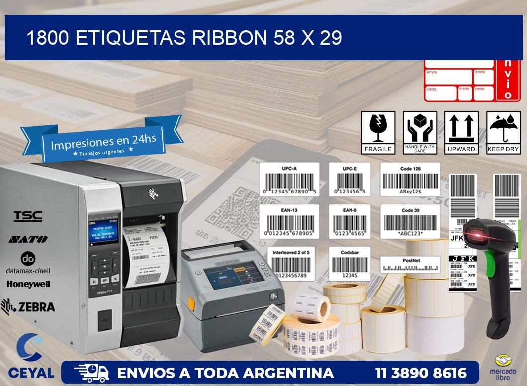 1800 ETIQUETAS RIBBON 58 x 29