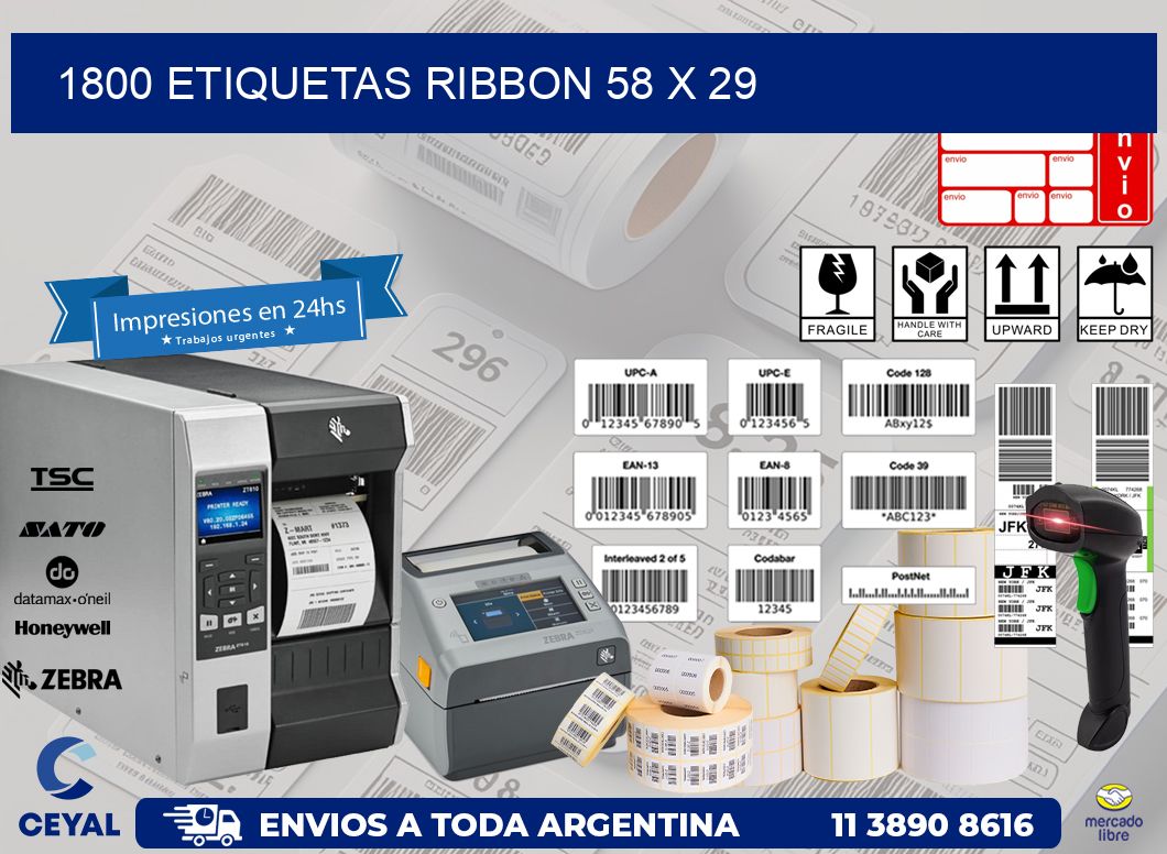 1800 ETIQUETAS RIBBON 58 x 29