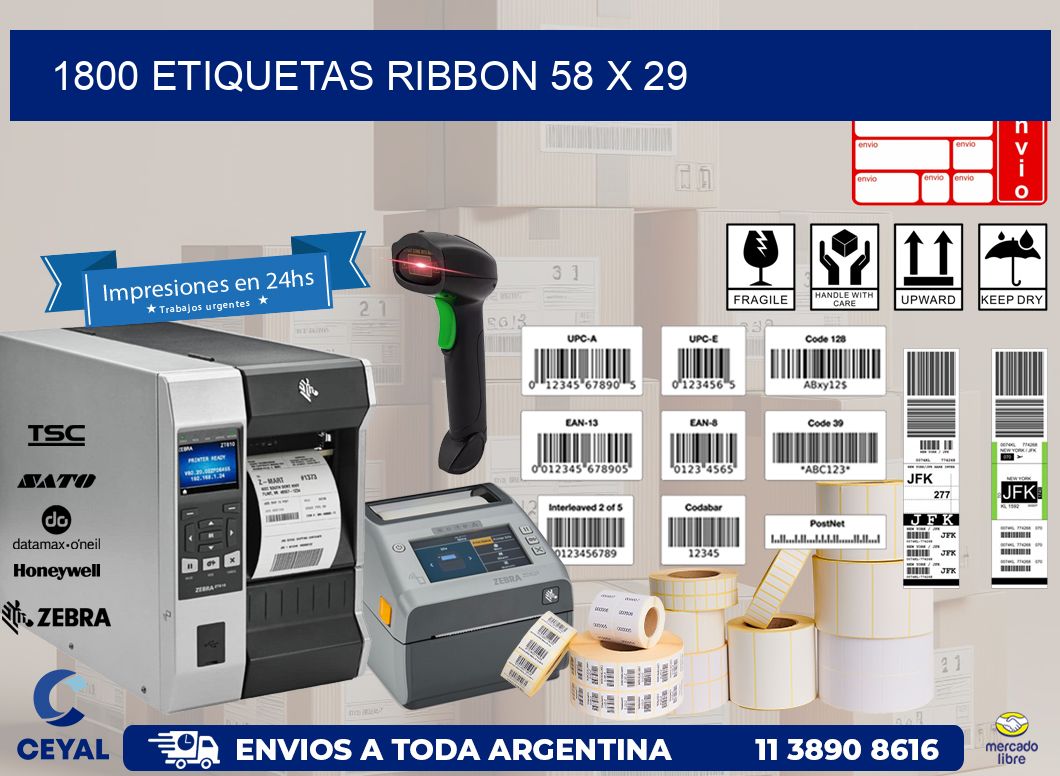 1800 ETIQUETAS RIBBON 58 x 29