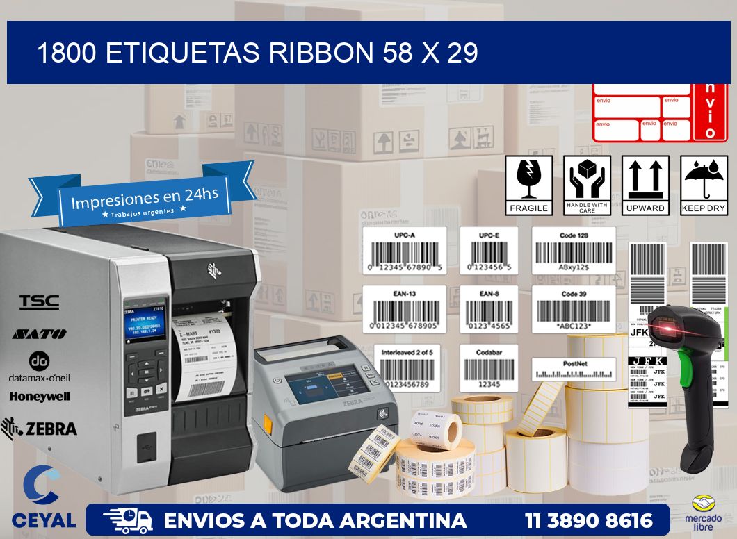 1800 ETIQUETAS RIBBON 58 x 29