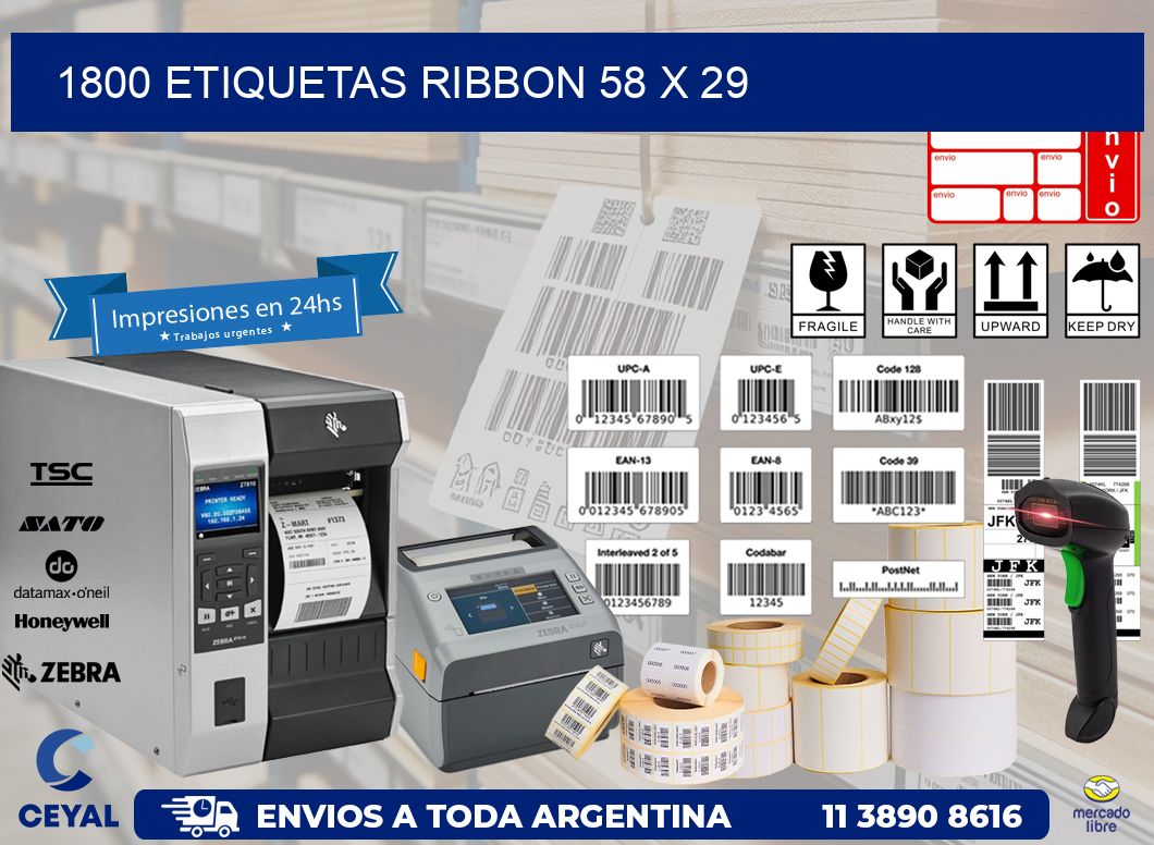 1800 ETIQUETAS RIBBON 58 x 29