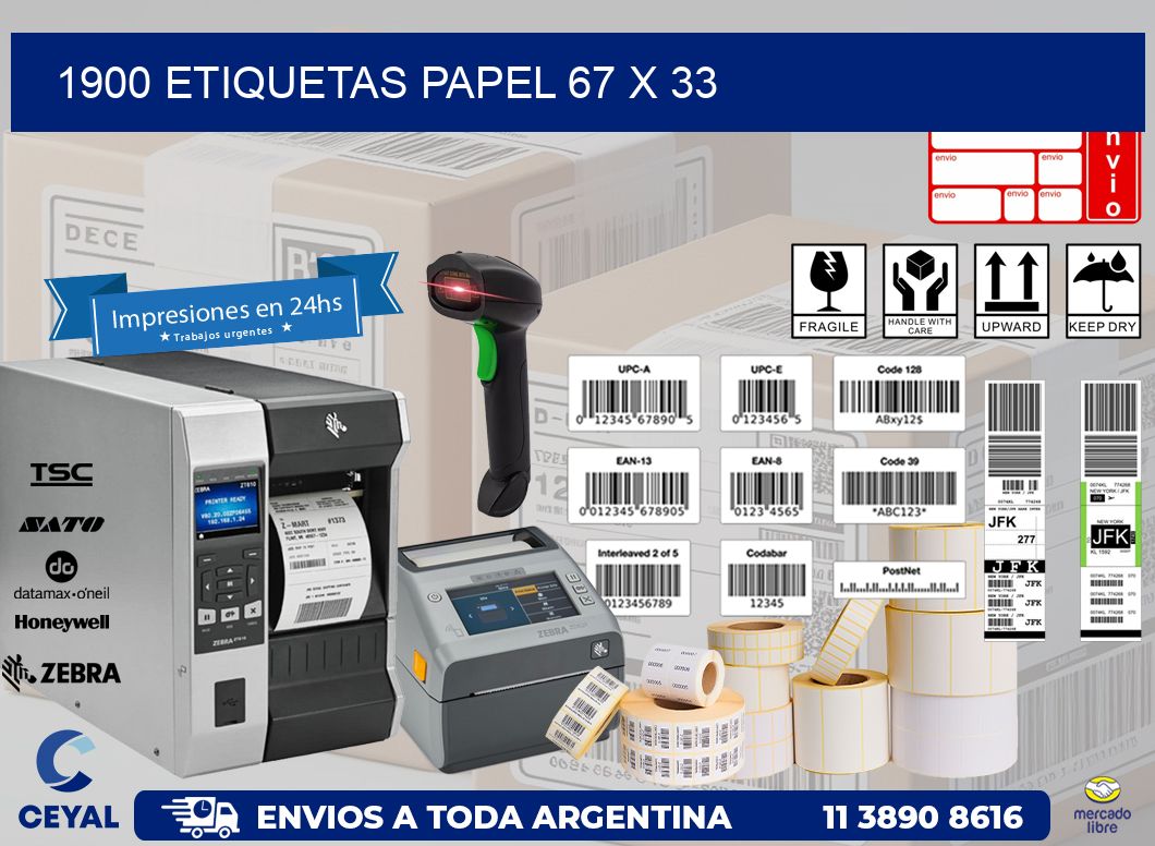 1900 ETIQUETAS PAPEL 67 x 33