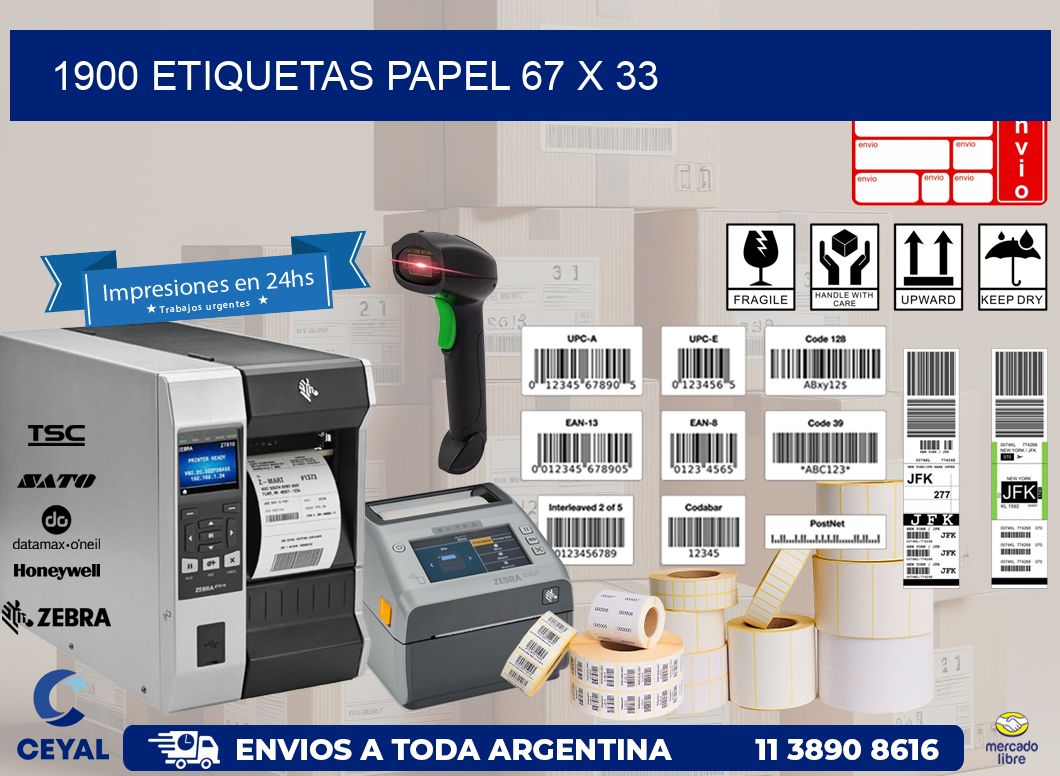 1900 ETIQUETAS PAPEL 67 x 33