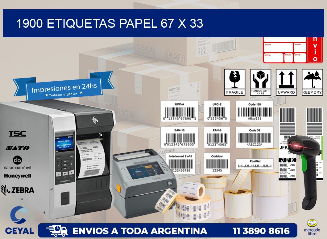 1900 ETIQUETAS PAPEL 67 x 33