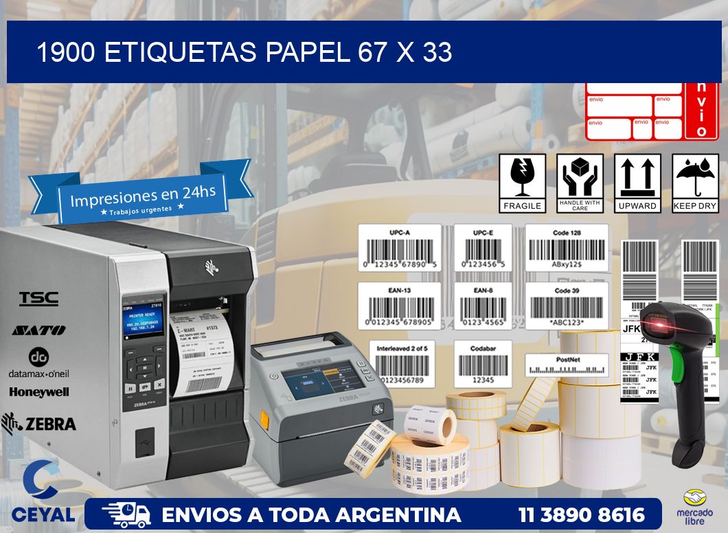 1900 ETIQUETAS PAPEL 67 x 33