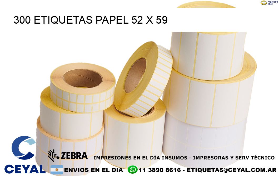 300 ETIQUETAS PAPEL 52 x 59