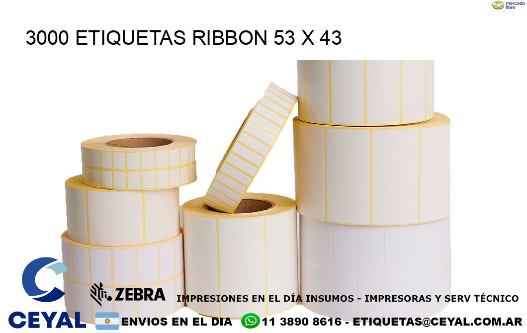 3000 ETIQUETAS RIBBON 53 x 43