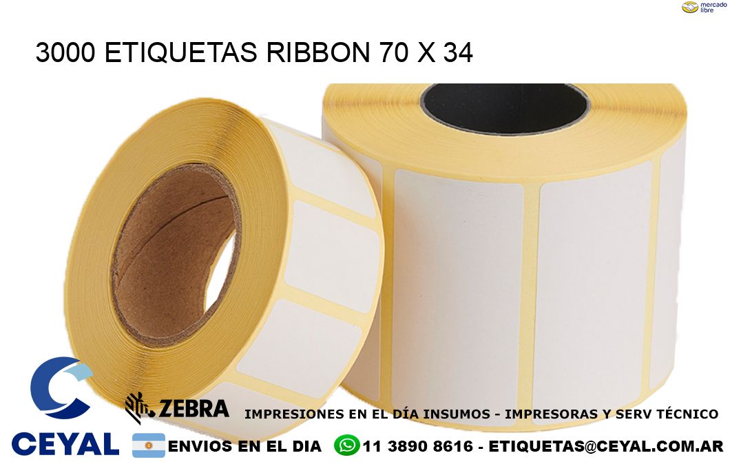 3000 ETIQUETAS RIBBON 70 x 34