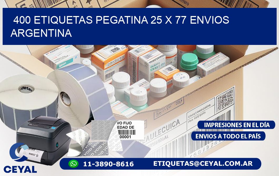 400 ETIQUETAS PEGATINA 25 x 77 ENVIOS ARGENTINA