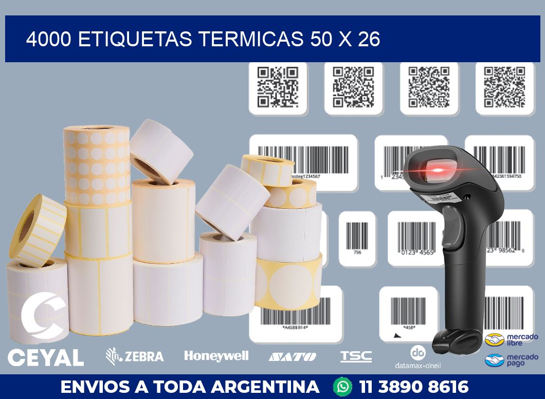 4000 ETIQUETAS TERMICAS 50 x 26