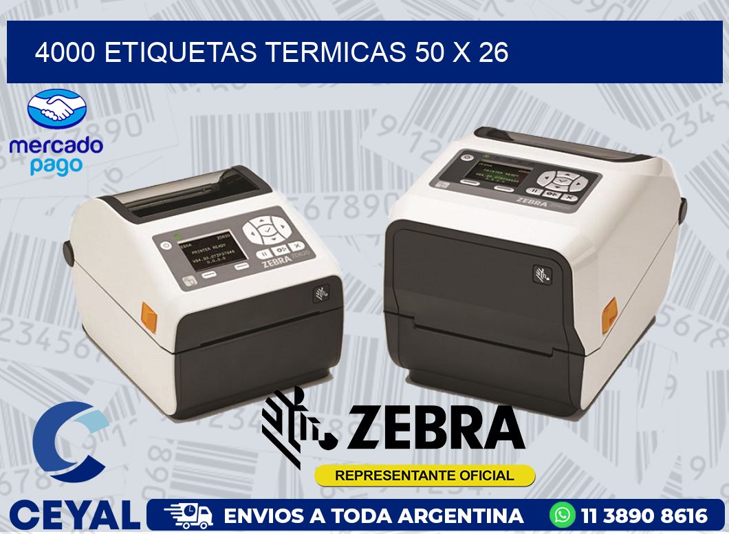 4000 ETIQUETAS TERMICAS 50 x 26