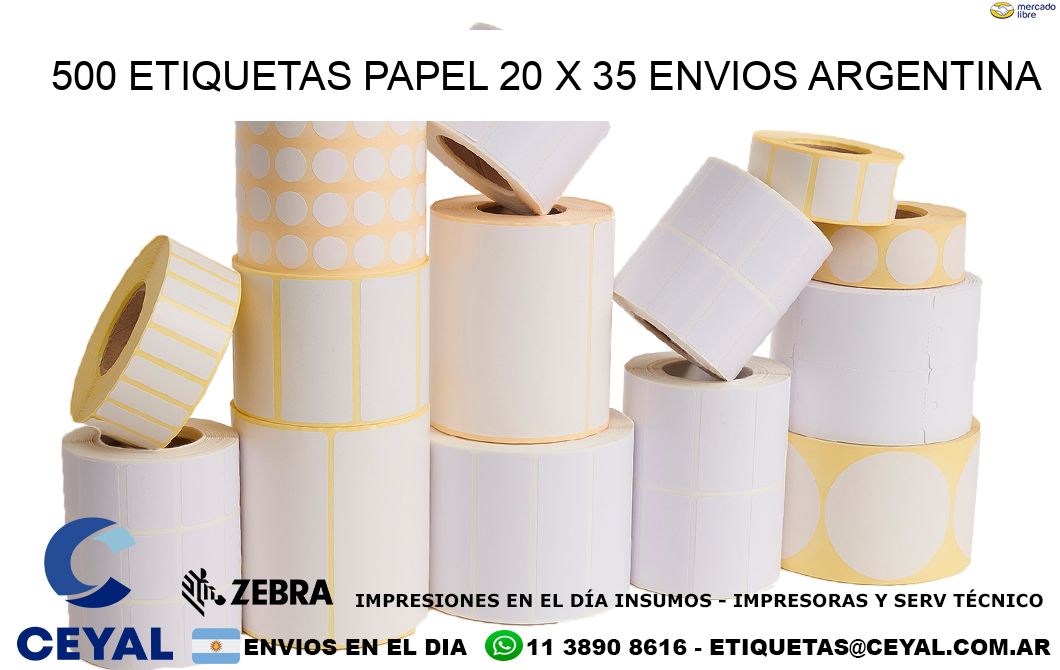 500 ETIQUETAS PAPEL 20 x 35 ENVIOS ARGENTINA