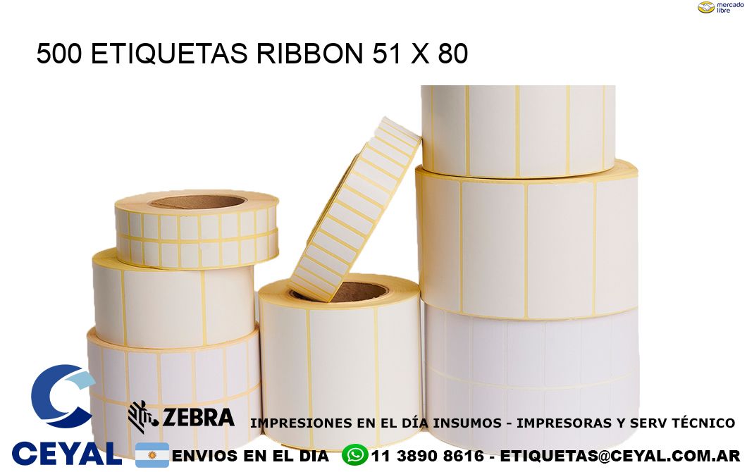 500 ETIQUETAS RIBBON 51 x 80