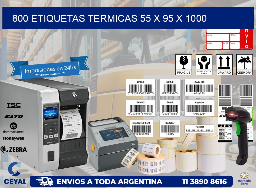 800 ETIQUETAS TERMICAS 55 x 95 x 1000