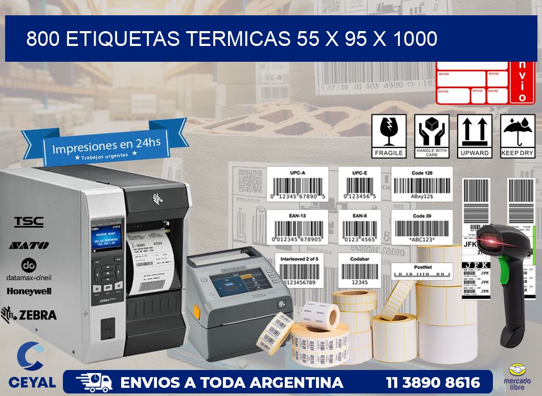 800 ETIQUETAS TERMICAS 55 x 95 x 1000