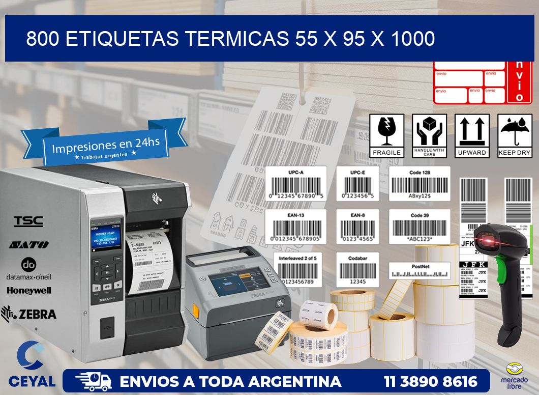 800 ETIQUETAS TERMICAS 55 x 95 x 1000