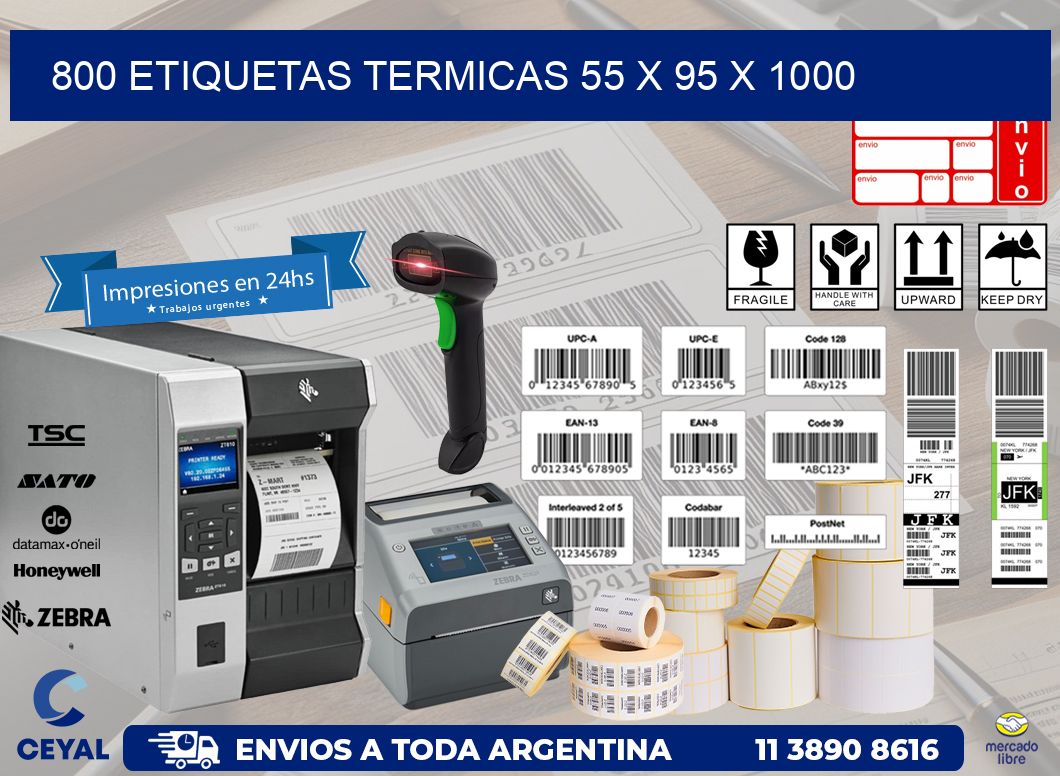 800 ETIQUETAS TERMICAS 55 x 95 x 1000