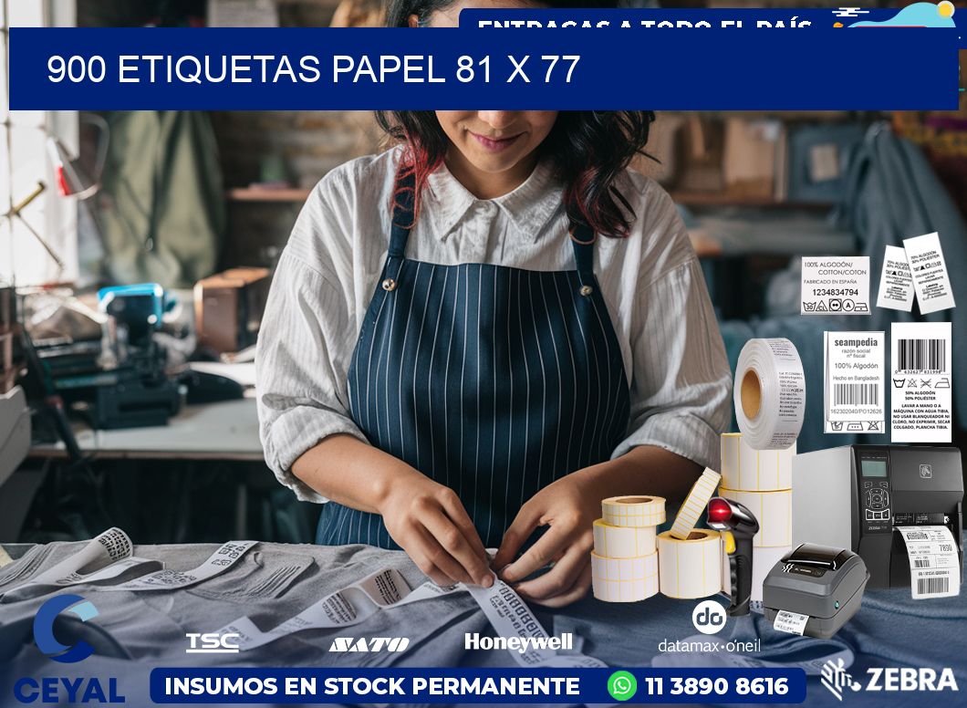 900 ETIQUETAS PAPEL 81 x 77