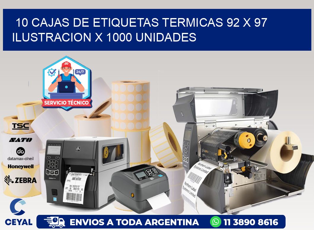 10 CAJAS DE ETIQUETAS TERMICAS 92 x 97 ILUSTRACION X 1000 UNIDADES