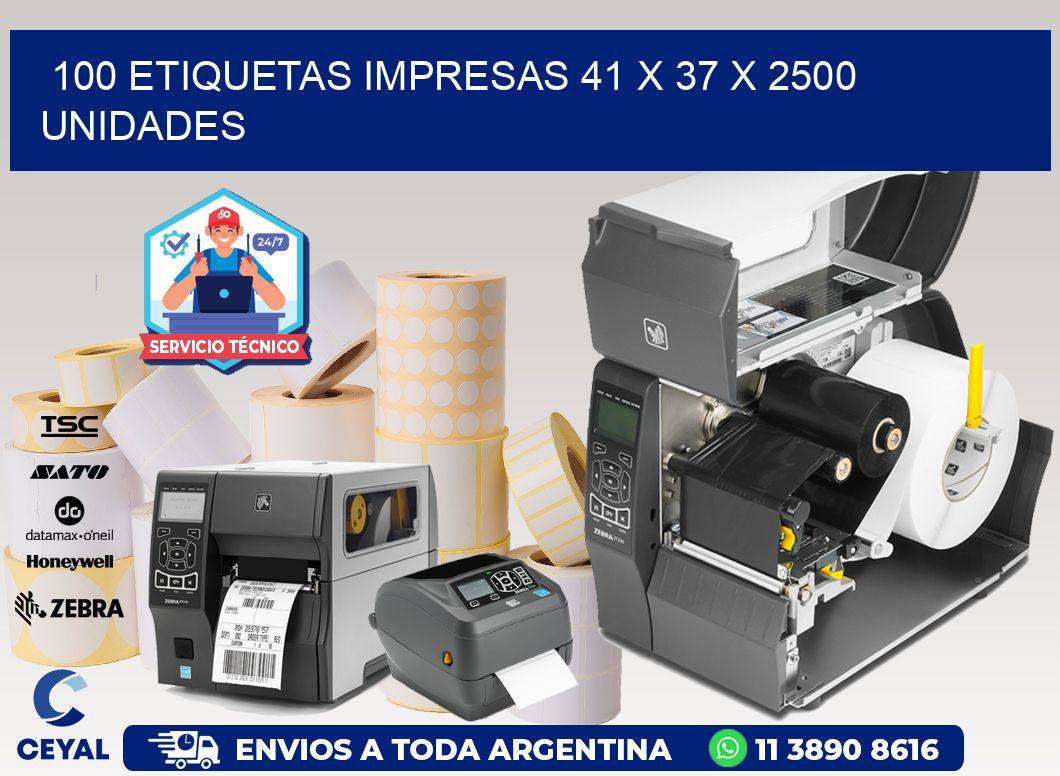 100 ETIQUETAS IMPRESAS 41 x 37 X 2500 UNIDADES