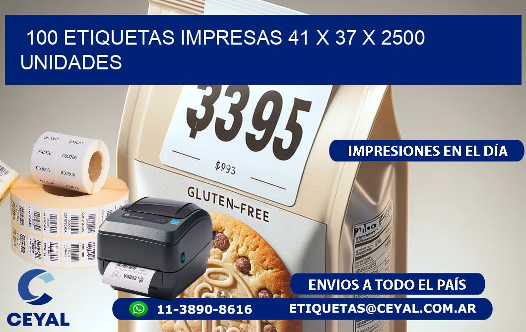 100 ETIQUETAS IMPRESAS 41 x 37 X 2500 UNIDADES