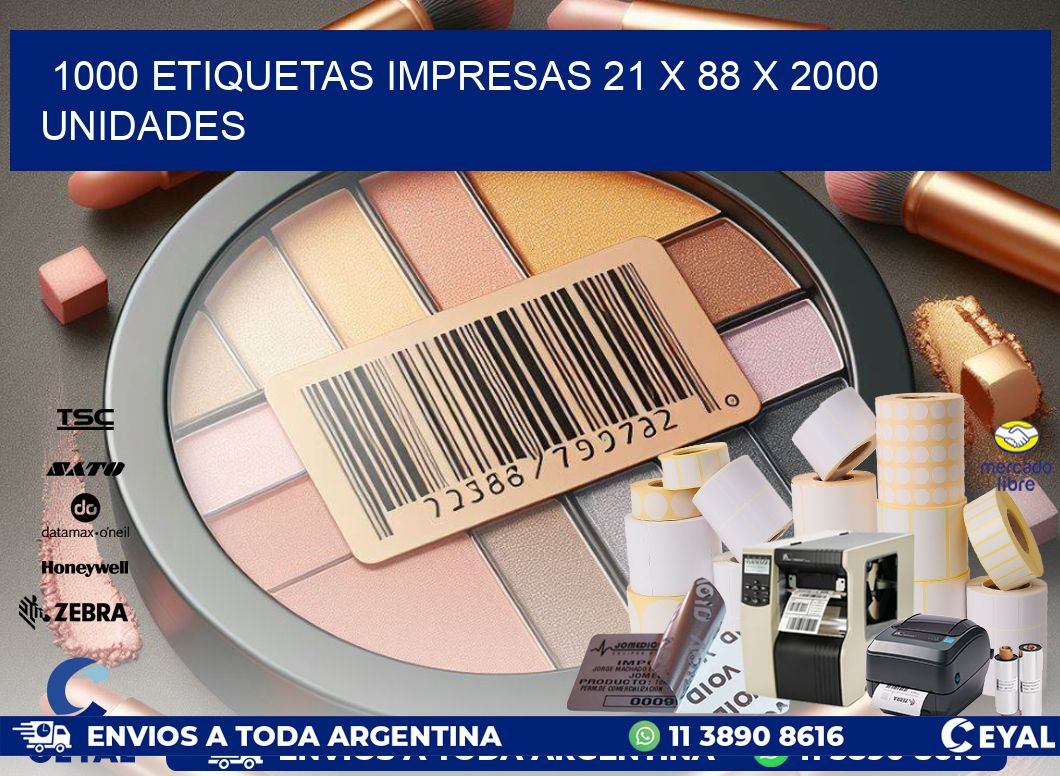 1000 ETIQUETAS IMPRESAS 21 x 88 X 2000 UNIDADES