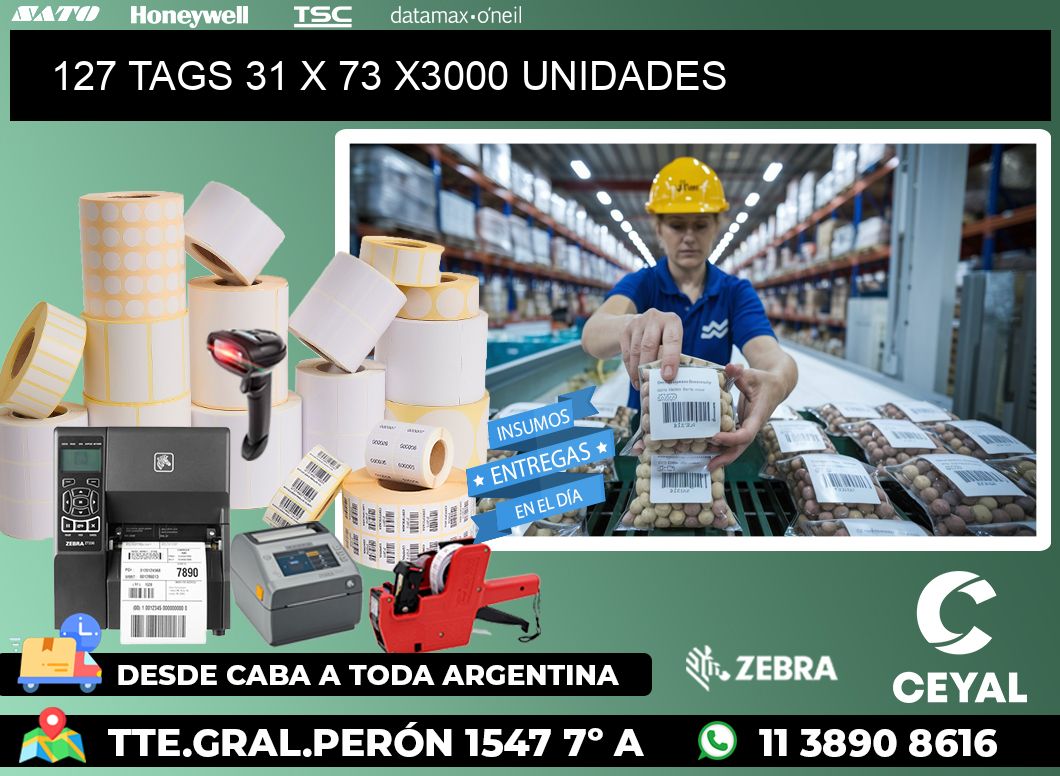 127 TAGS 31 x 73 X3000 UNIDADES