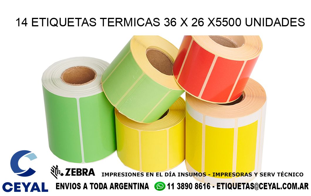 14 ETIQUETAS TERMICAS 36 x 26 X5500 UNIDADES