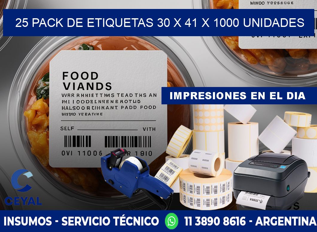 25 PACK DE ETIQUETAS 30 x 41 X 1000 UNIDADES