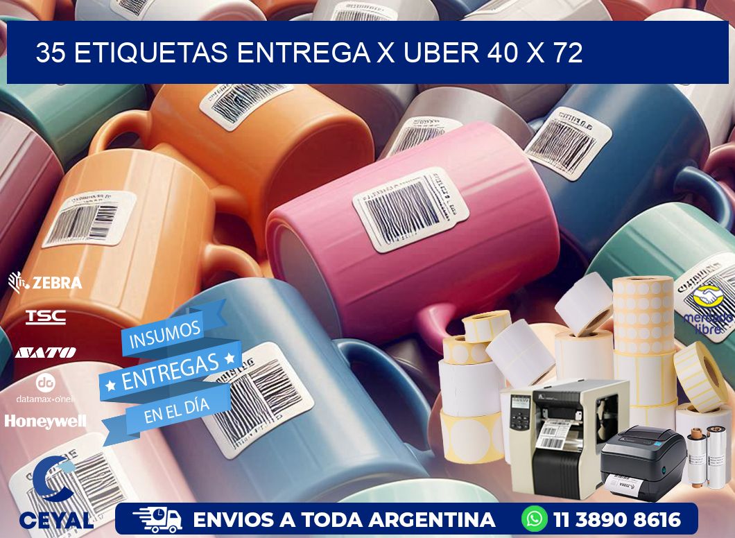 35 ETIQUETAS ENTREGA X UBER 40 x 72