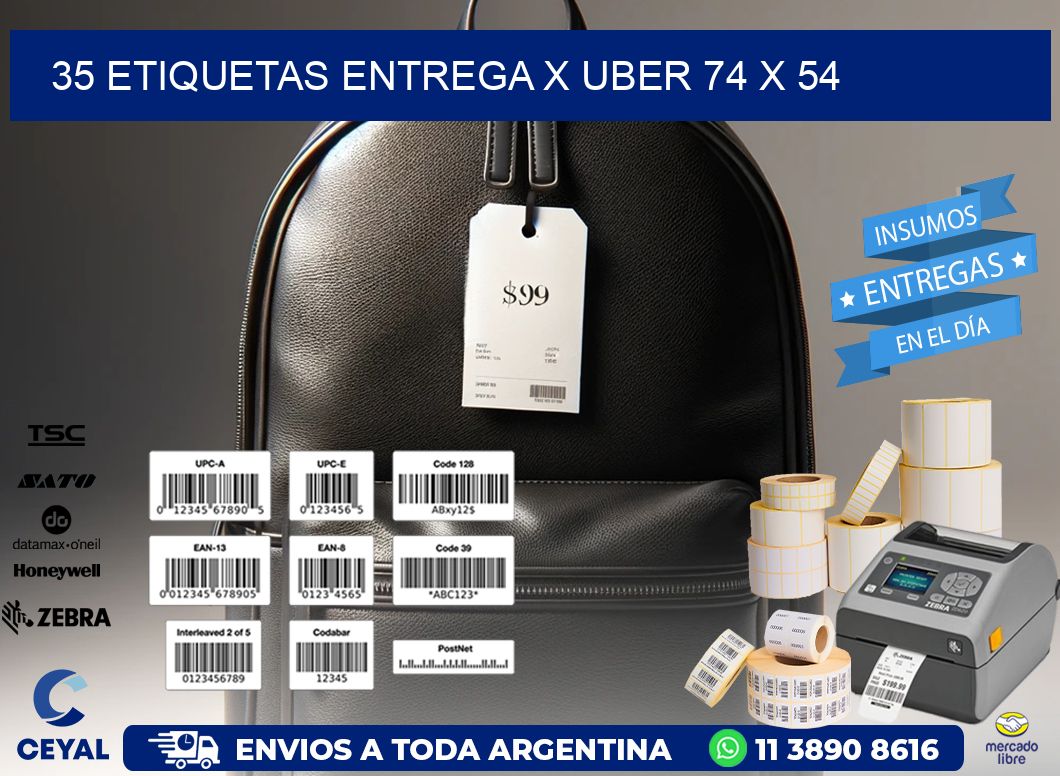 35 ETIQUETAS ENTREGA X UBER 74 x 54