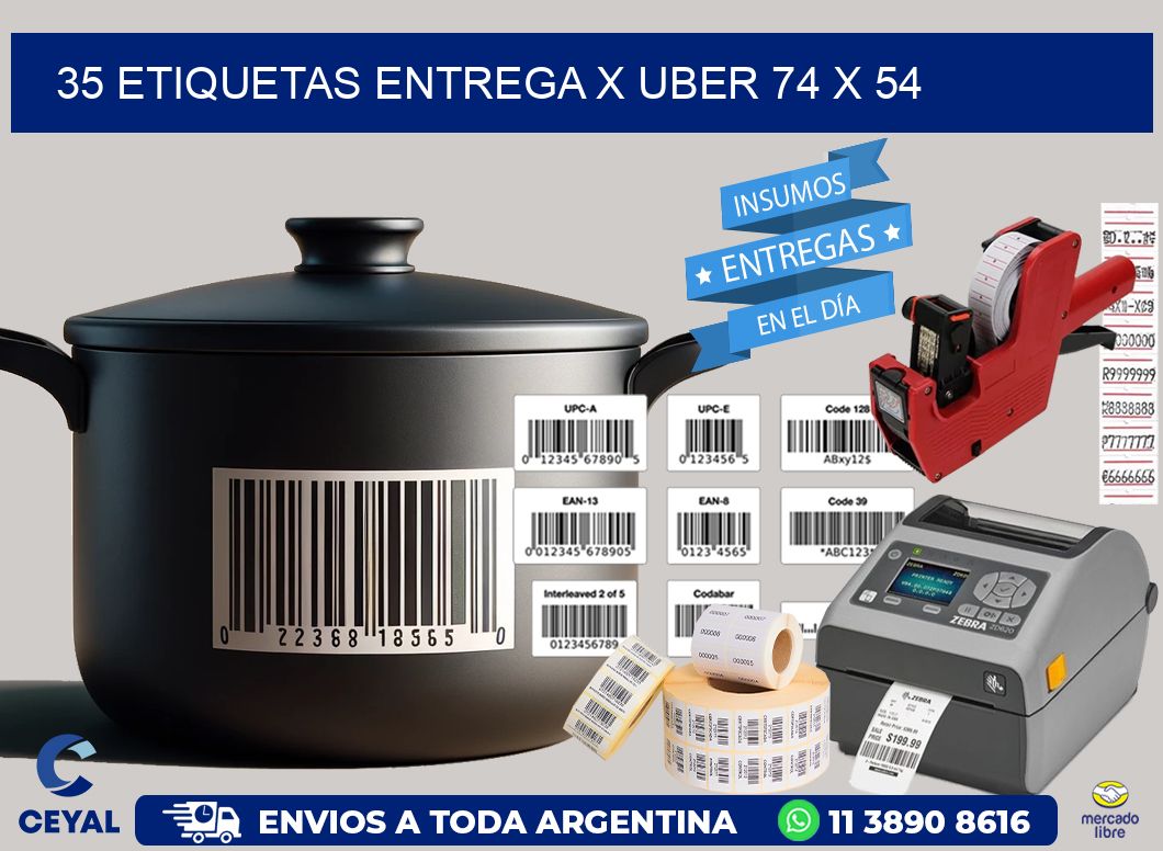 35 ETIQUETAS ENTREGA X UBER 74 x 54