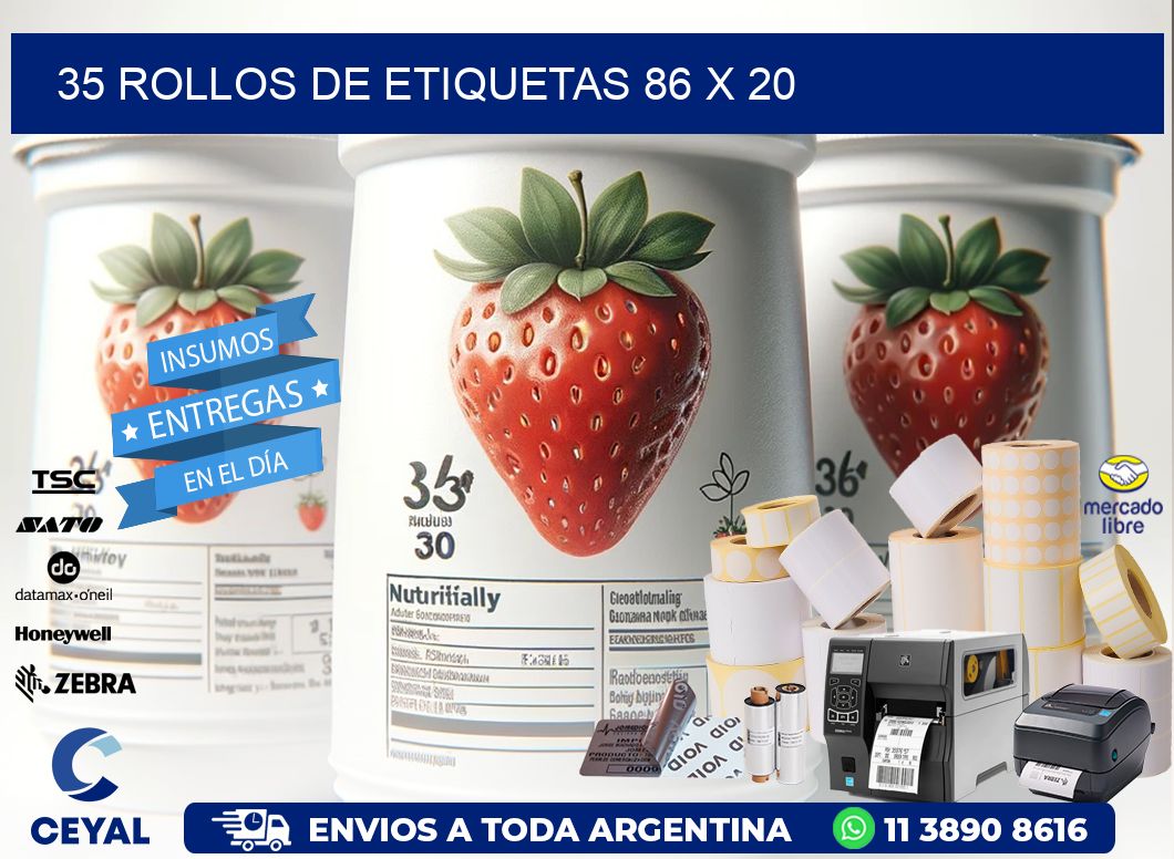 35 ROLLOS DE ETIQUETAS 86 x 20