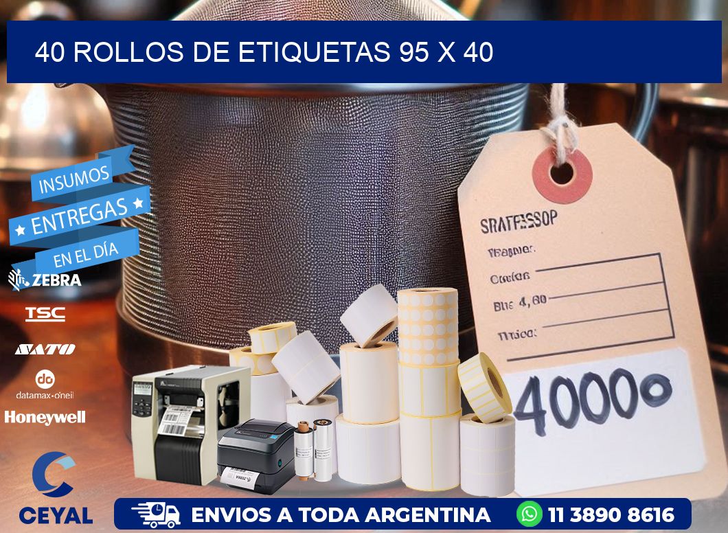 40 ROLLOS DE ETIQUETAS 95 x 40