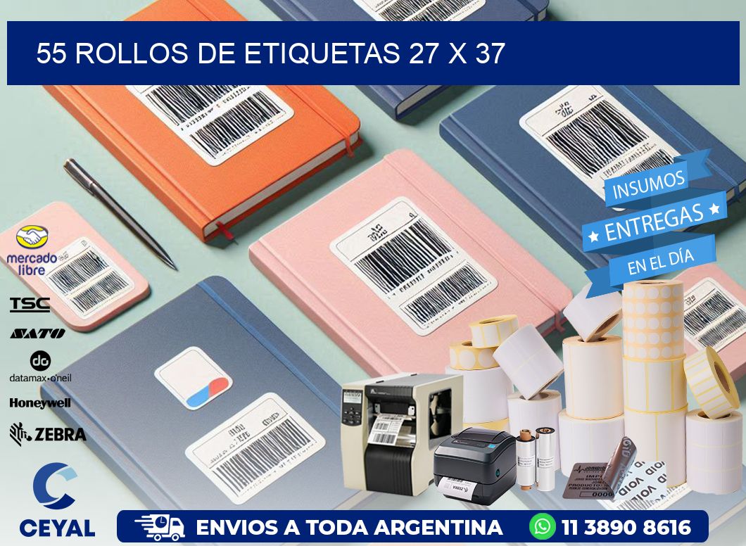 55 ROLLOS DE ETIQUETAS 27 x 37