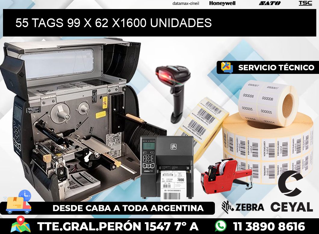 55 TAGS 99 x 62 X1600 UNIDADES