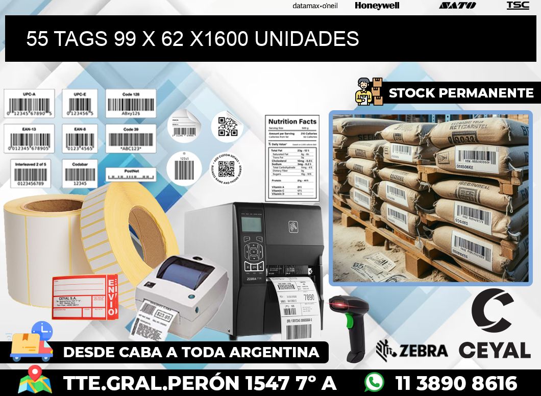 55 TAGS 99 x 62 X1600 UNIDADES