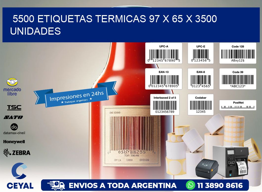 5500 ETIQUETAS TERMICAS 97 x 65 X 3500 UNIDADES