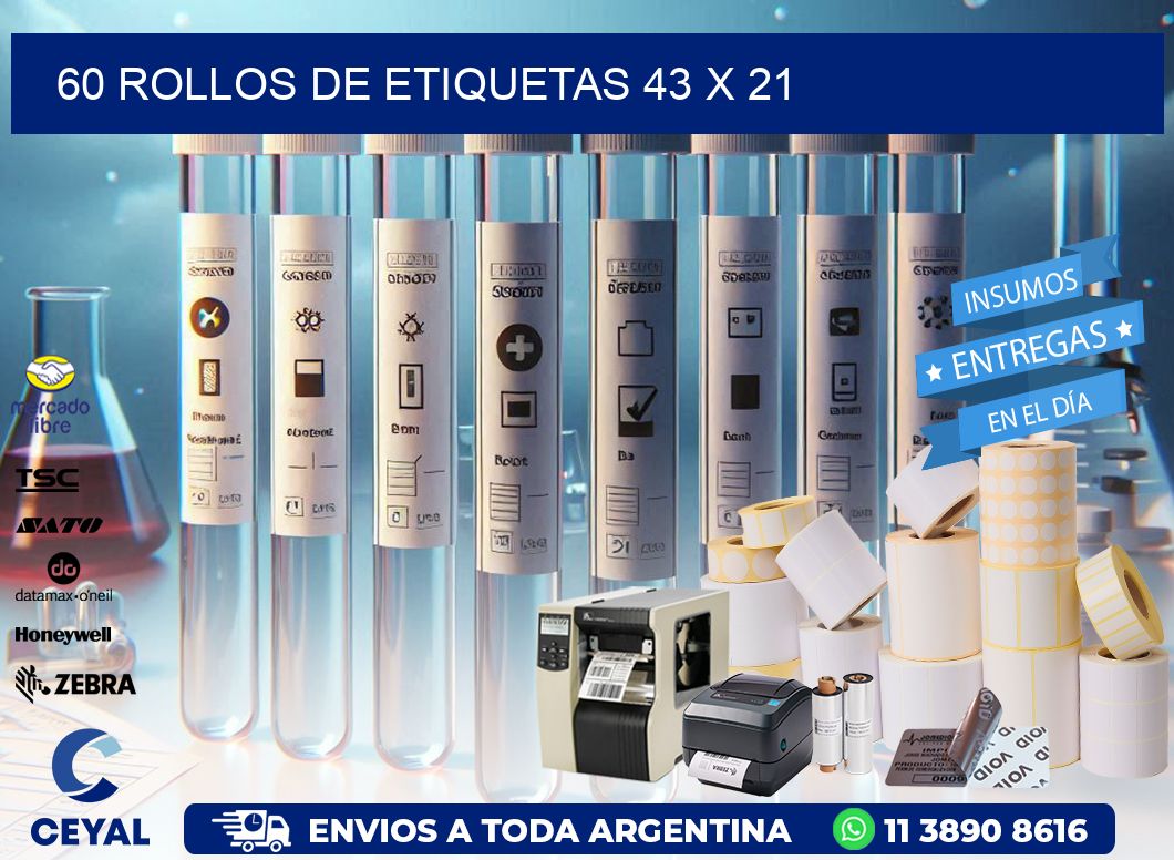 60 ROLLOS DE ETIQUETAS 43 x 21