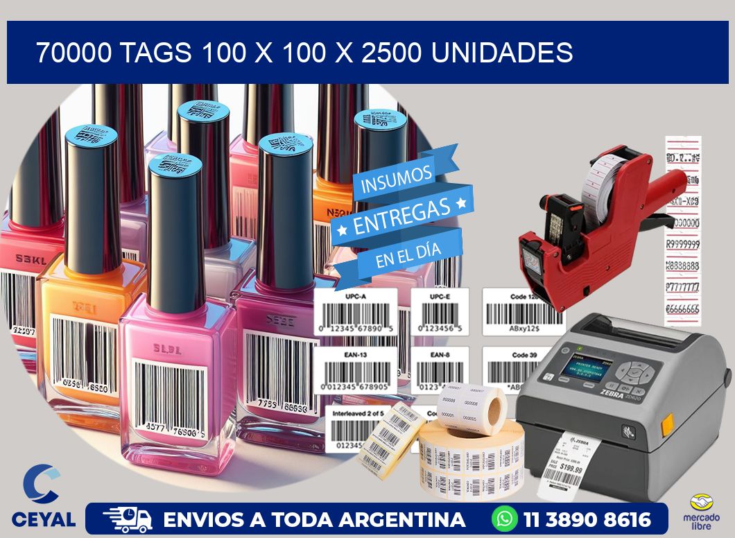 70000 TAGS 100 x 100 X 2500 UNIDADES