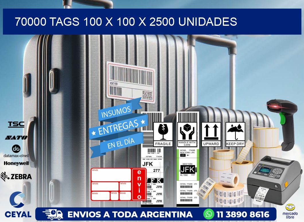 70000 TAGS 100 x 100 X 2500 UNIDADES