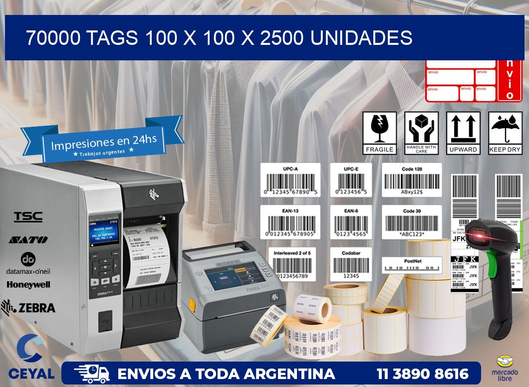 70000 TAGS 100 x 100 X 2500 UNIDADES