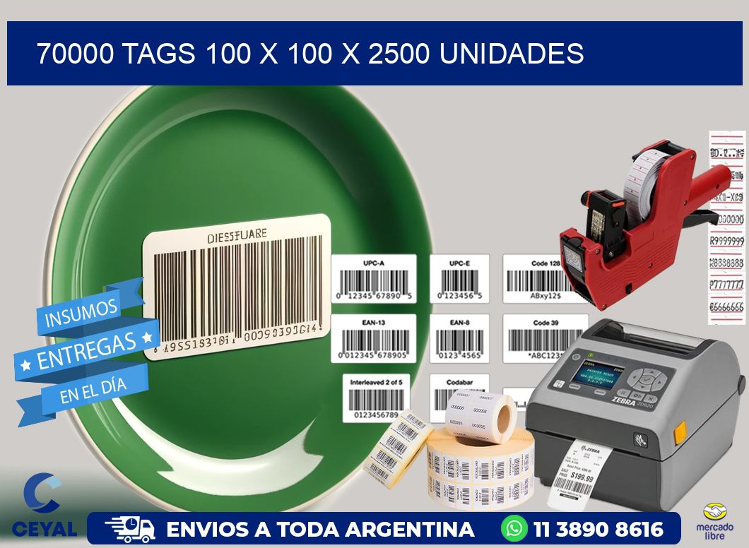 70000 TAGS 100 x 100 X 2500 UNIDADES