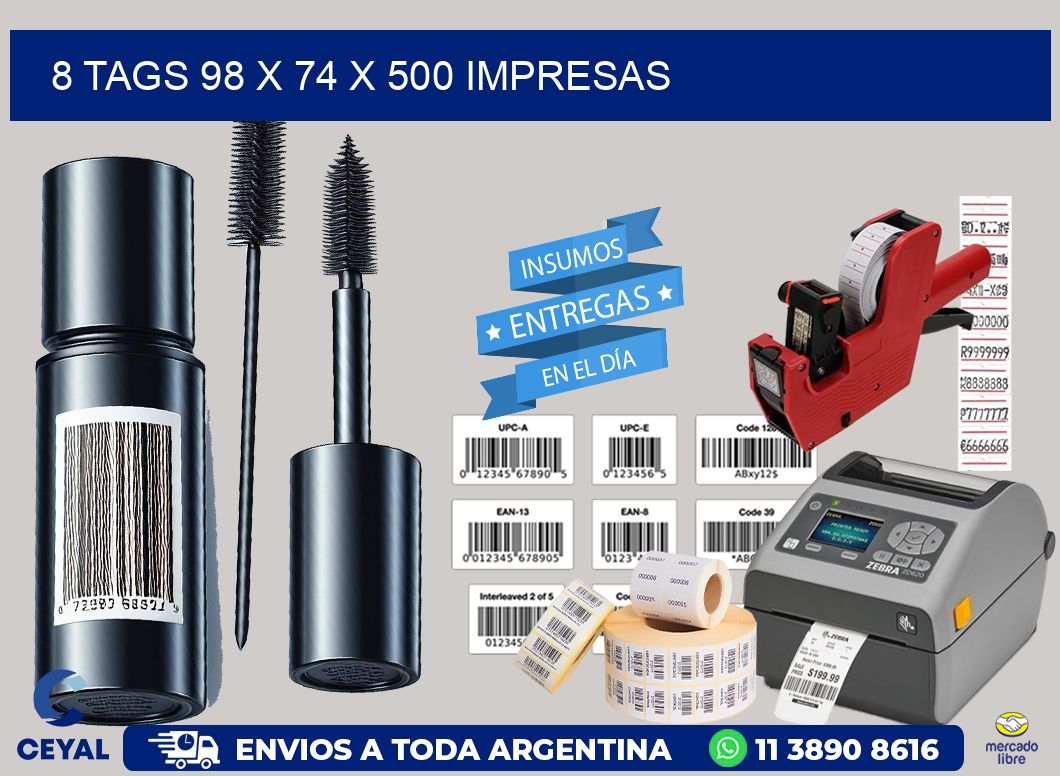 8 TAGS 98 x 74 X 500 IMPRESAS