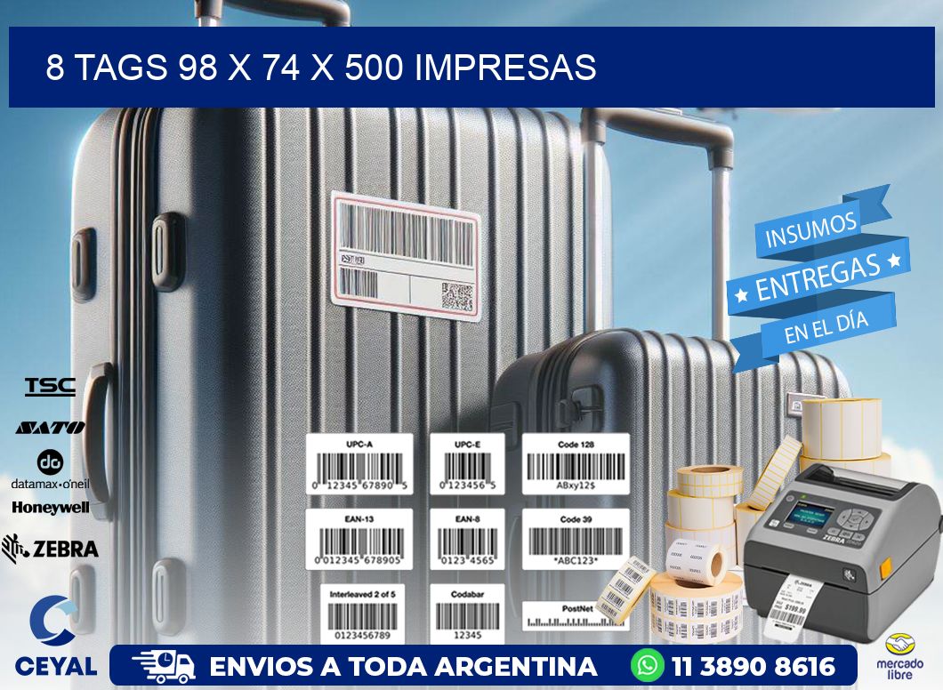 8 TAGS 98 x 74 X 500 IMPRESAS