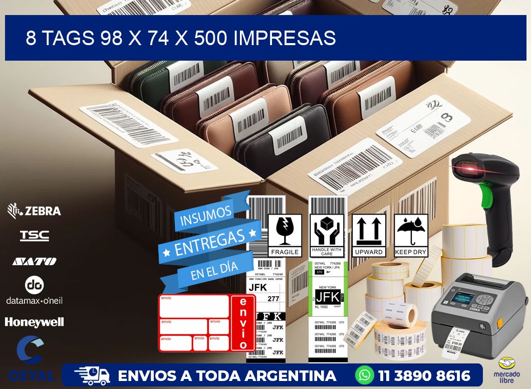 8 TAGS 98 x 74 X 500 IMPRESAS