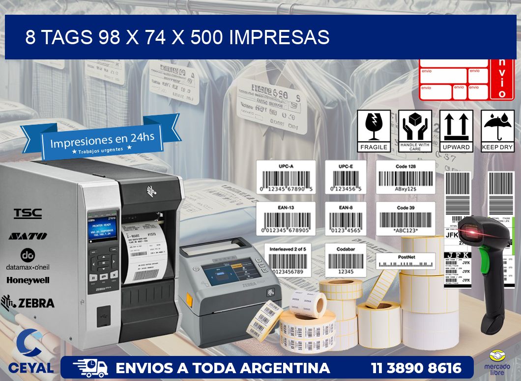 8 TAGS 98 x 74 X 500 IMPRESAS