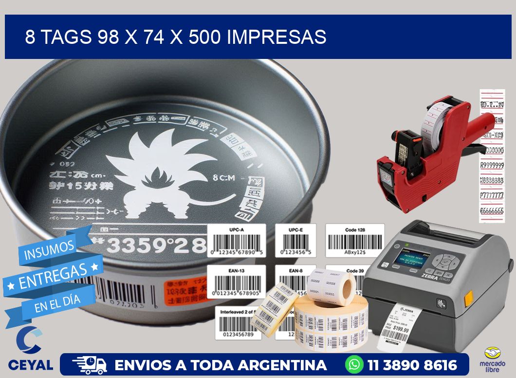 8 TAGS 98 x 74 X 500 IMPRESAS