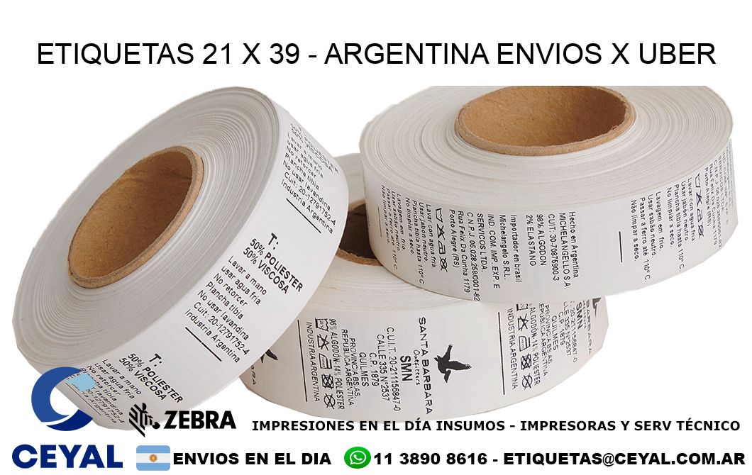 ETIQUETAS 21 x 39 - ARGENTINA ENVIOS X UBER