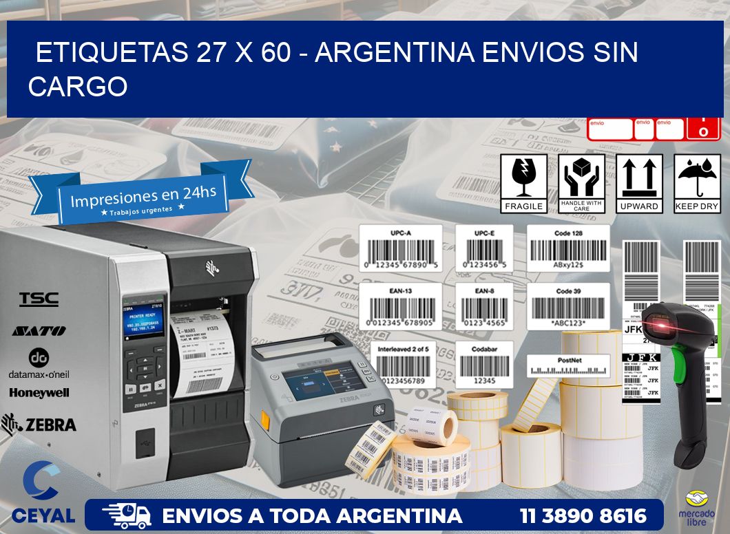 ETIQUETAS 27 x 60 - ARGENTINA ENVIOS SIN CARGO